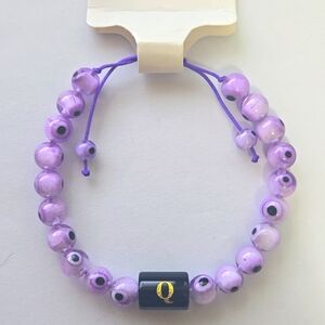 Evil Eye Gem Stone Bracelet Letter Q